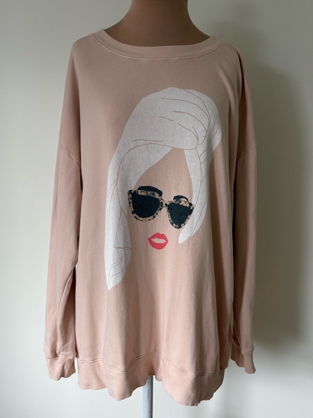 Wildfox Couture Busy Lounging Roadtrip Blush Pink Oversized Sweatshirt Size S